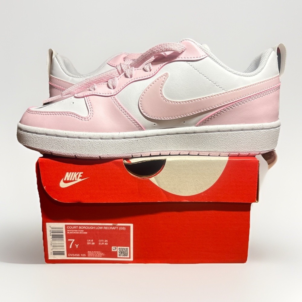 Nike GS Court Borough Low Recraft White/Pink DV5456-105  Size 7 youth